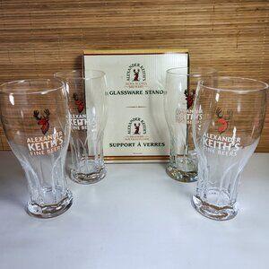 Alexander Keith's Beer Glasses and Stand Set 4 Glasses Barware A. Keith's